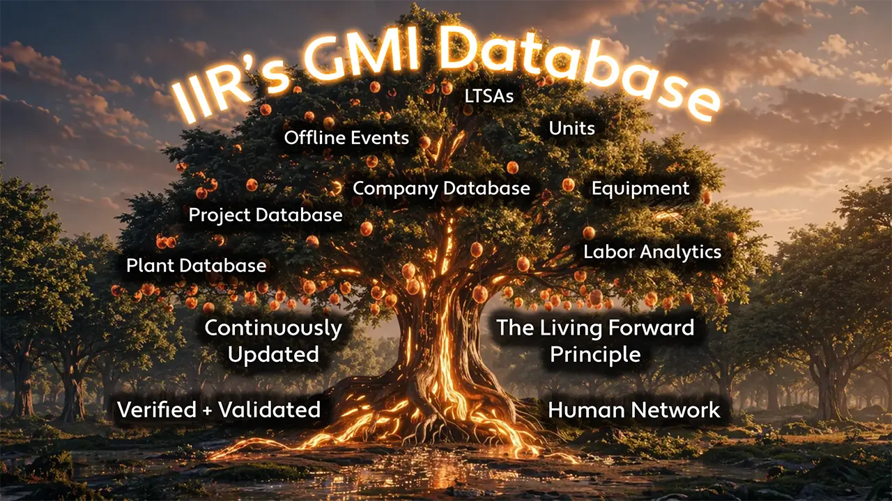 Industrial Info Resources GMI&trade; database trusted data model illustrating market intelligence verification.