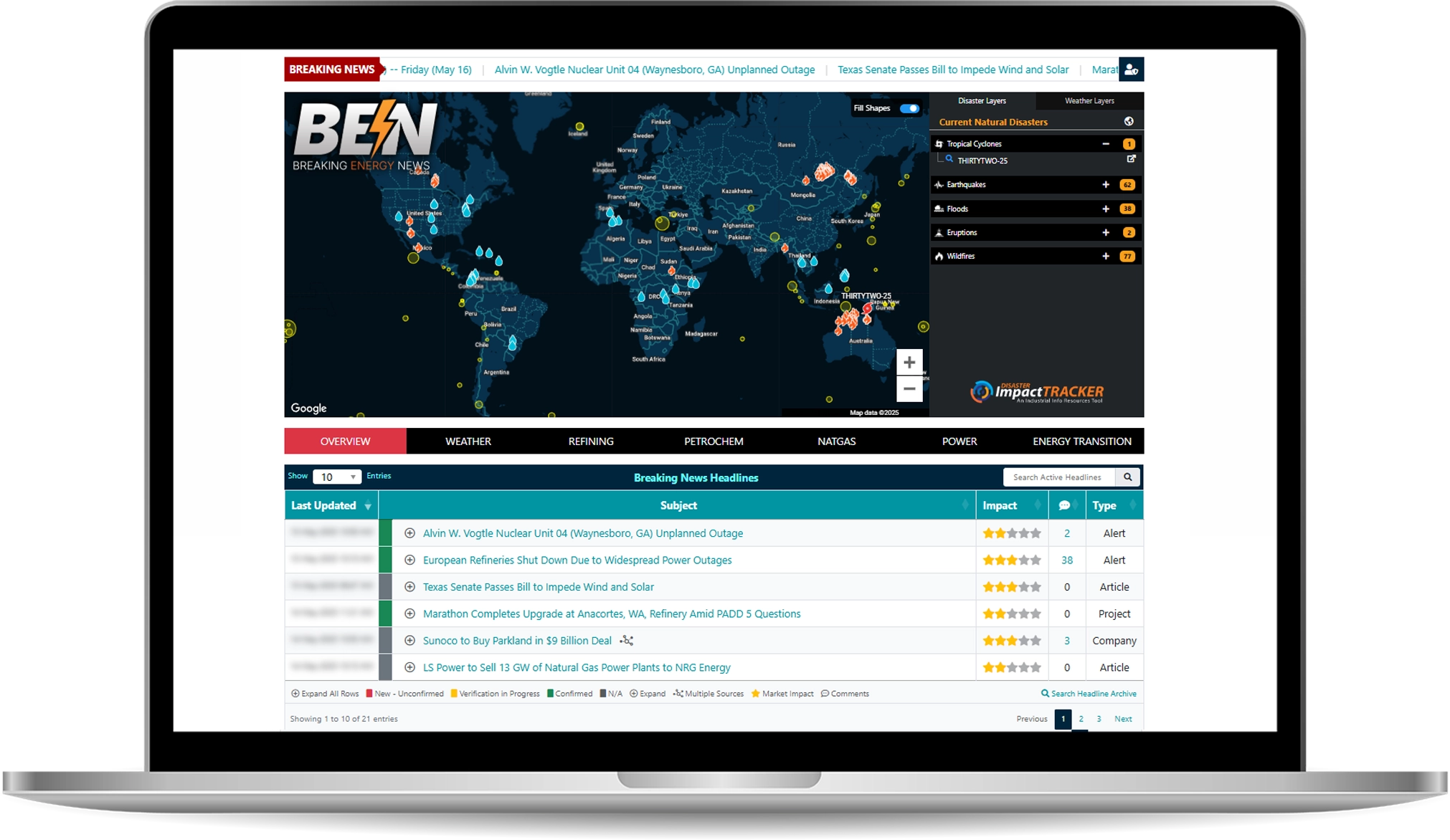 Breaking Energy News Demonstration Mockup