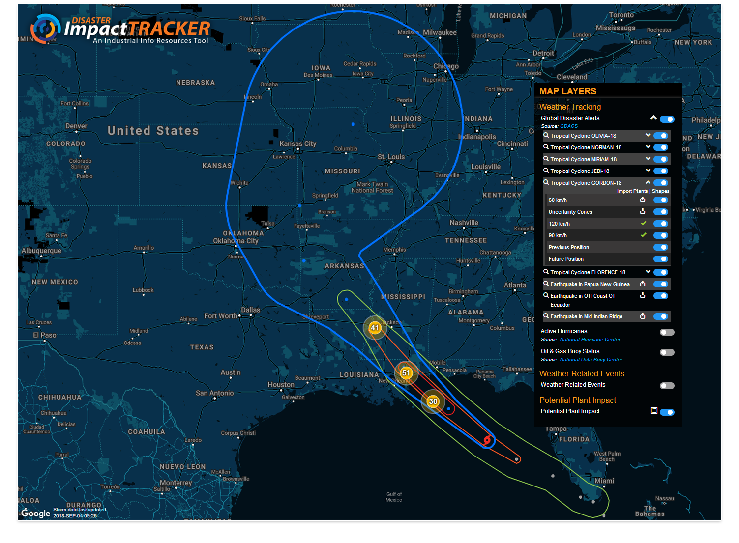 Disaster Impact Tracker - Tropical Storm Gordon
