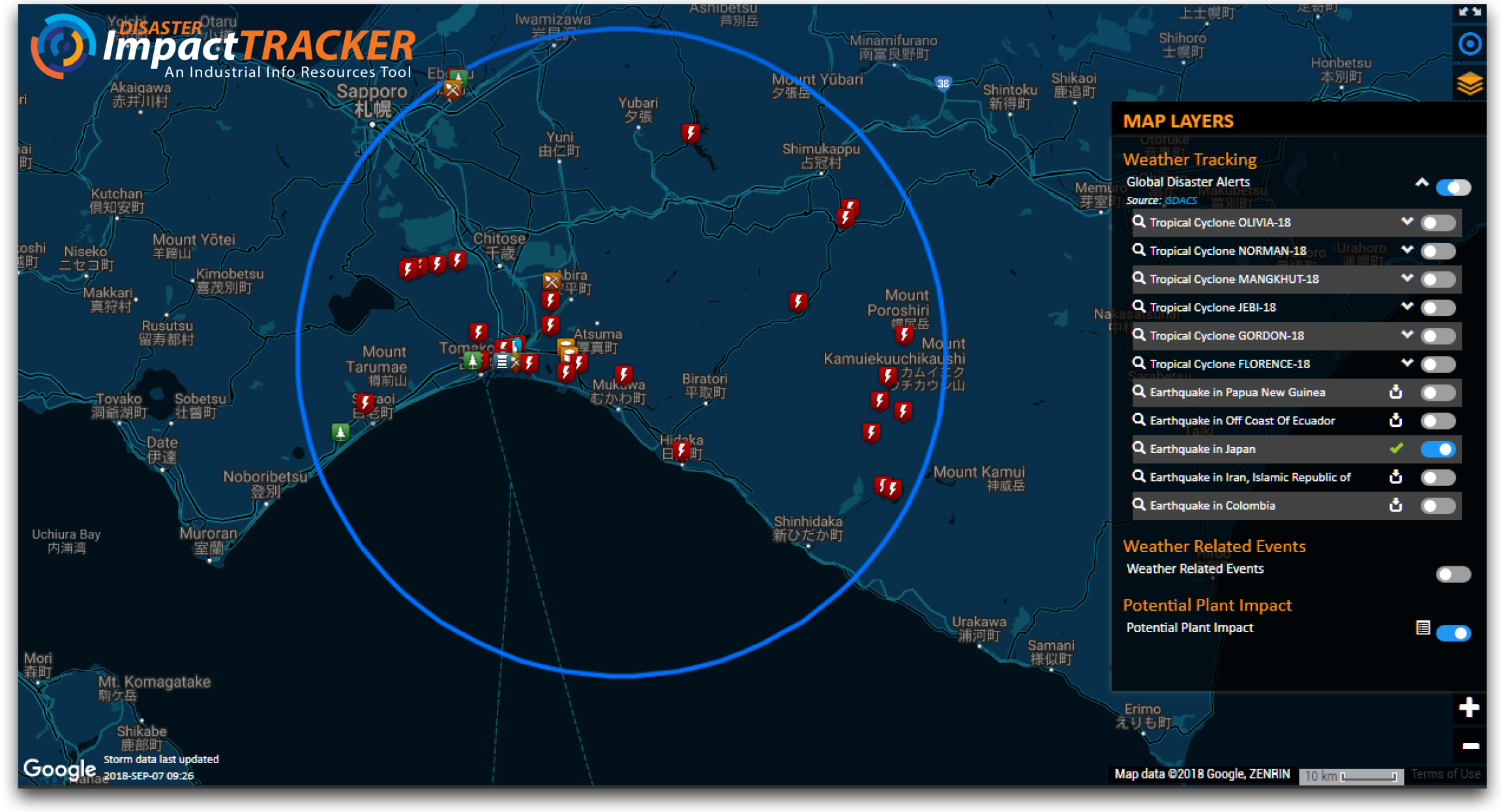 Disaster Impact Tracker - Hokkaido Island of Japan Earthquake