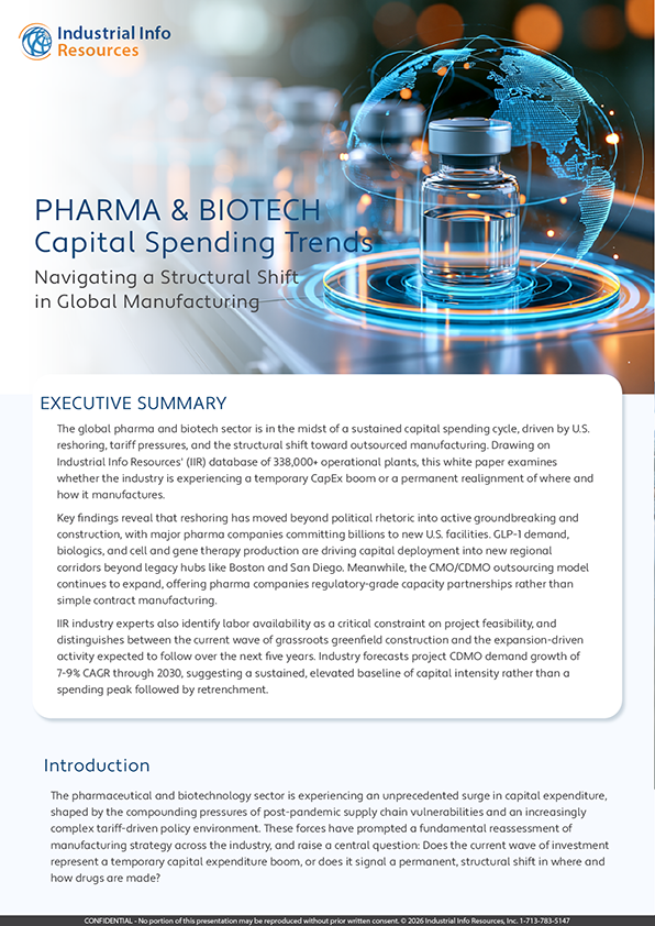 Pharma & Biotech Capital Spending Trends: Navigating a Shift in Global Manufacturing